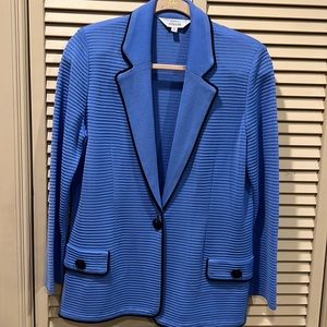 Misook Blue With Black Trim & Faux Pockets Medium